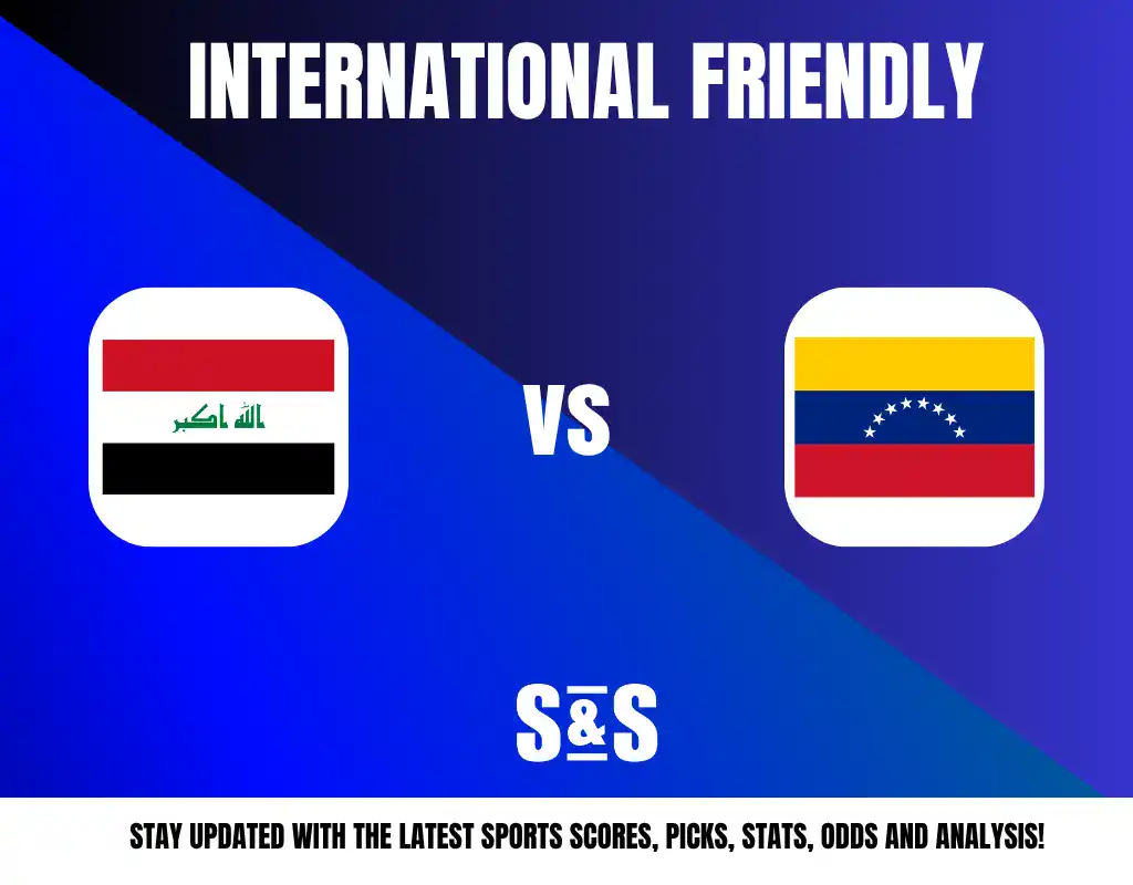 International friendly match between Iraq and Venezuela, featuring their respective flags.