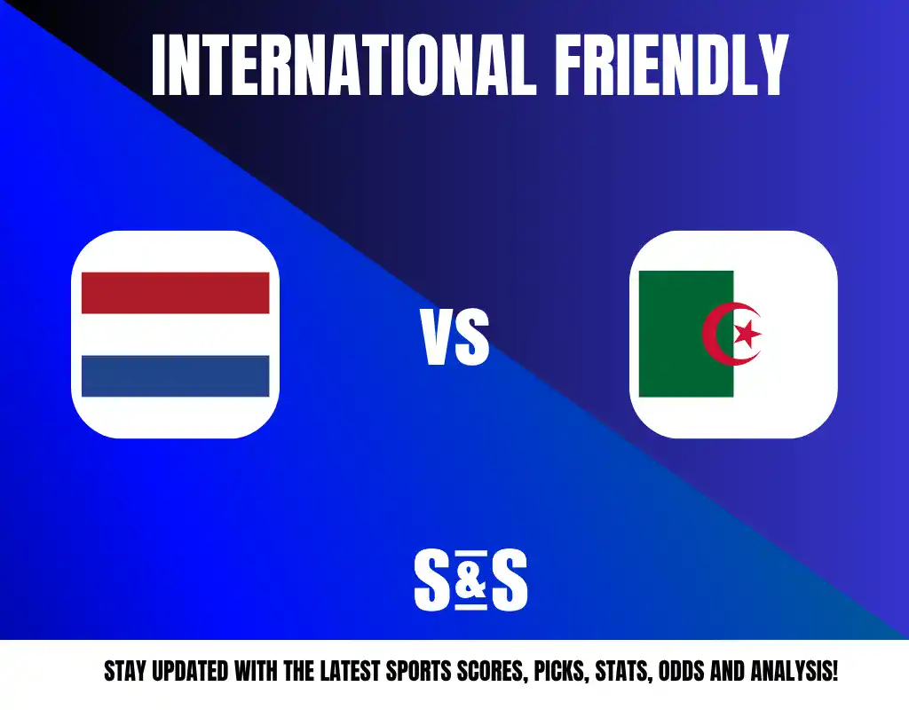 International Friendly: Netherlands vs Algeria, with logos of both national teams.