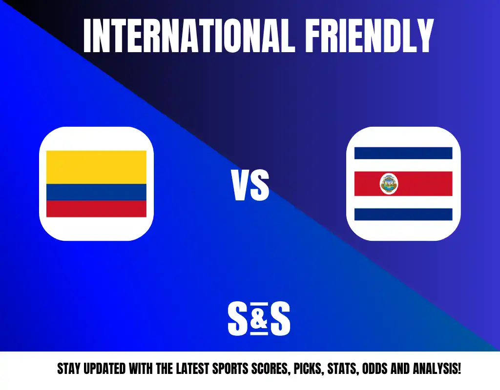 International Friendly, Colombia vs Costa Rica, S&S logo at the bottom.