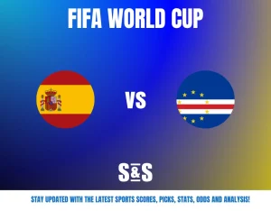 FIFA World Cup graphic featuring the flags of Spain and Cape Verde along with the text "vs" and "S&S" at the bottom.