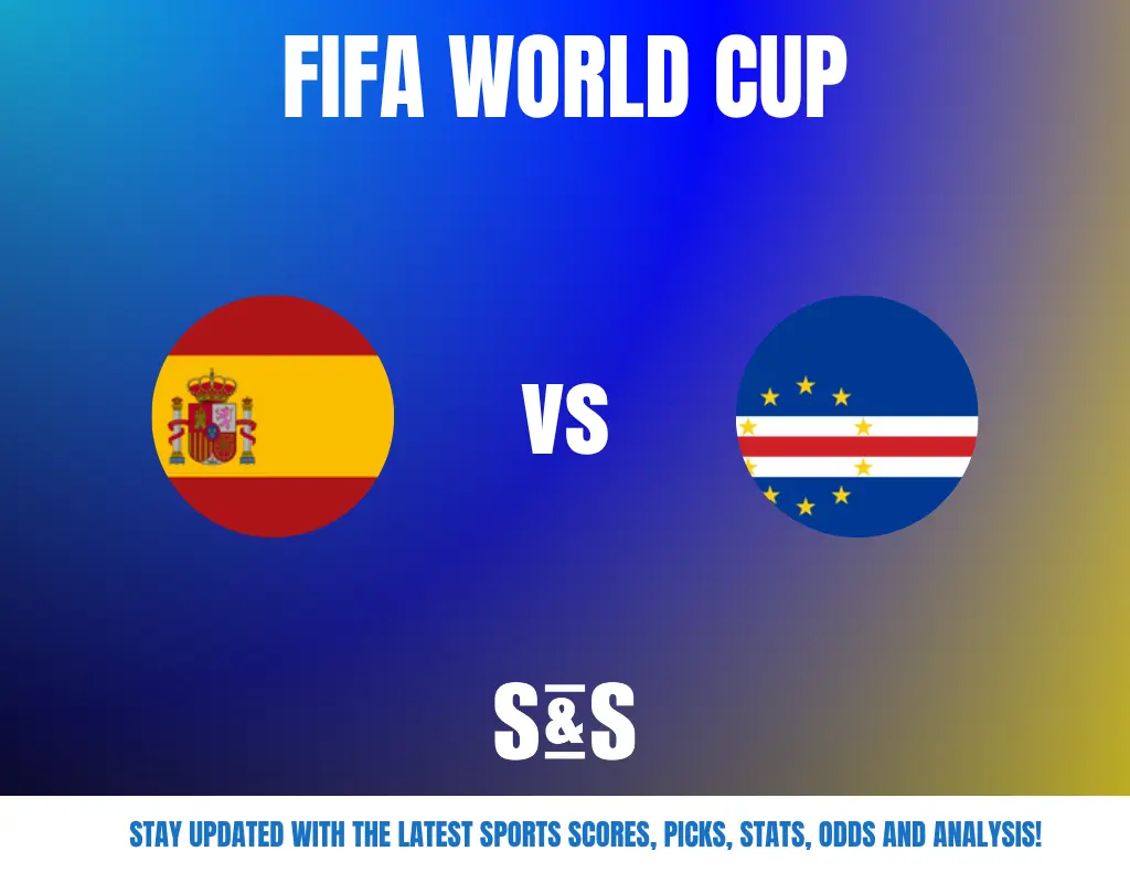 FIFA World Cup graphic featuring the flags of Spain and Cape Verde along with the text "vs" and "S&S" at the bottom.