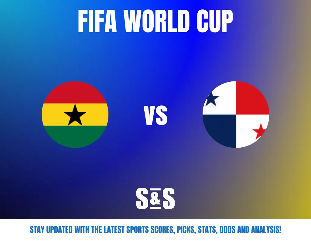 FIFA World Cup graphic featuring the flags of Ghana and Panama with "vs" in between.