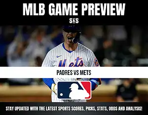 "MLB Game Preview featuring Padres vs Mets with the MLB logo at the bottom."