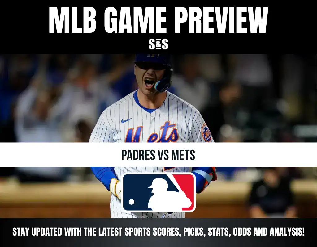"MLB Game Preview featuring Padres vs Mets with the MLB logo at the bottom."