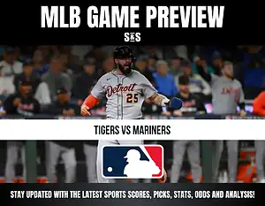 MLB Game Preview featuring a player from the Detroit Tigers, highlighting a matchup between the Tigers and Mariners.