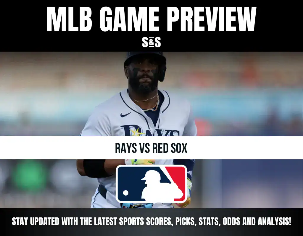 MLB Game Preview featuring Rays vs Red Sox with a logo of Major League Baseball at the bottom.