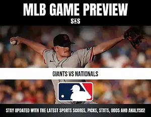 MLB Game Preview with the title "Giants vs Nationals" and a logo of Major League Baseball.