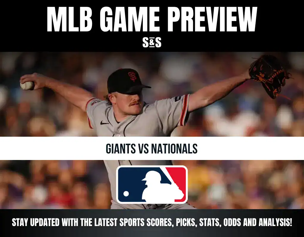 MLB Game Preview with the title "Giants vs Nationals" and a logo of Major League Baseball.
