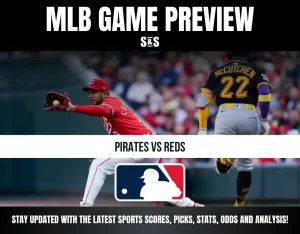 MLB game preview between the Pirates and Reds, featuring players from both teams.