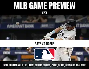 MLB Game Preview for Rays vs Tigers with a baseball player in action.