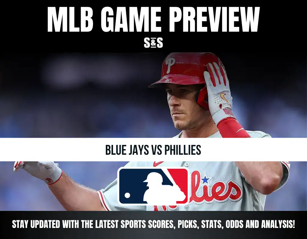 MLB Game Preview for Blue Jays vs Phillies, featuring a player from the Phillies.