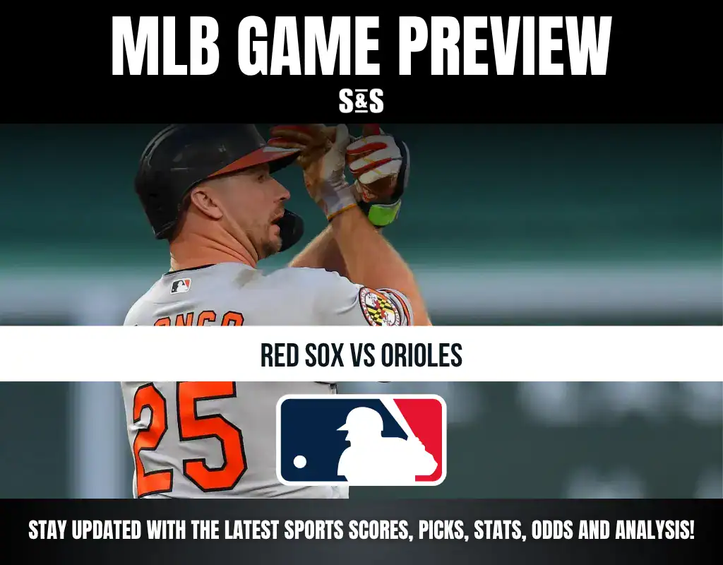 MLB Game Preview with a player pitching, featuring the matchup between the Red Sox and Orioles.