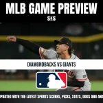 MLB game preview graphic featuring a San Francisco Giants pitcher in action, highlighting Diamondbacks vs Giants matchup.
