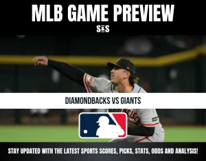 MLB game preview graphic featuring a San Francisco Giants pitcher in action, highlighting Diamondbacks vs Giants matchup.
