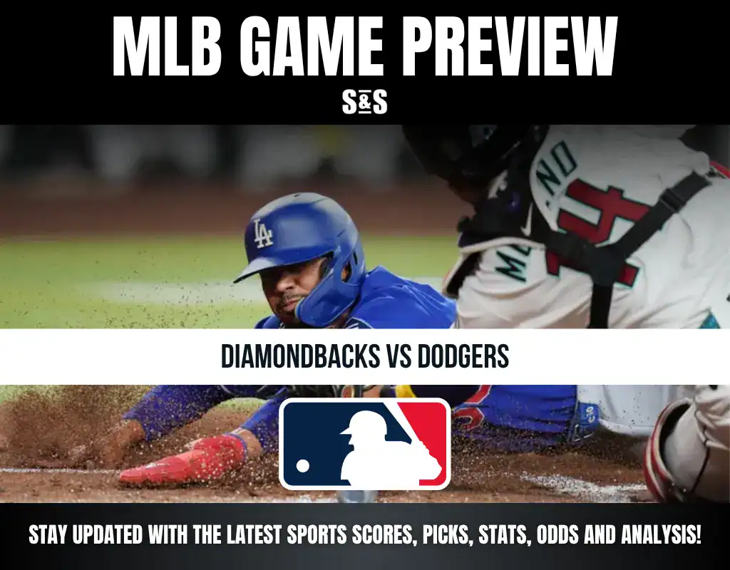 MLB Game Preview featuring a matchup between the Diamondbacks and Dodgers, with a focus on sports scores, stats, odds, and analysis.