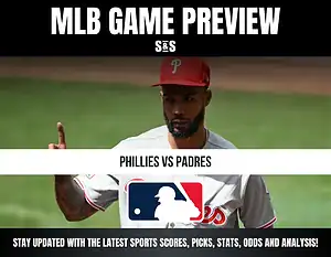 MLB Game Preview featuring a player from the Philadelphia Phillies, with a matchup between the Phillies and Padres.