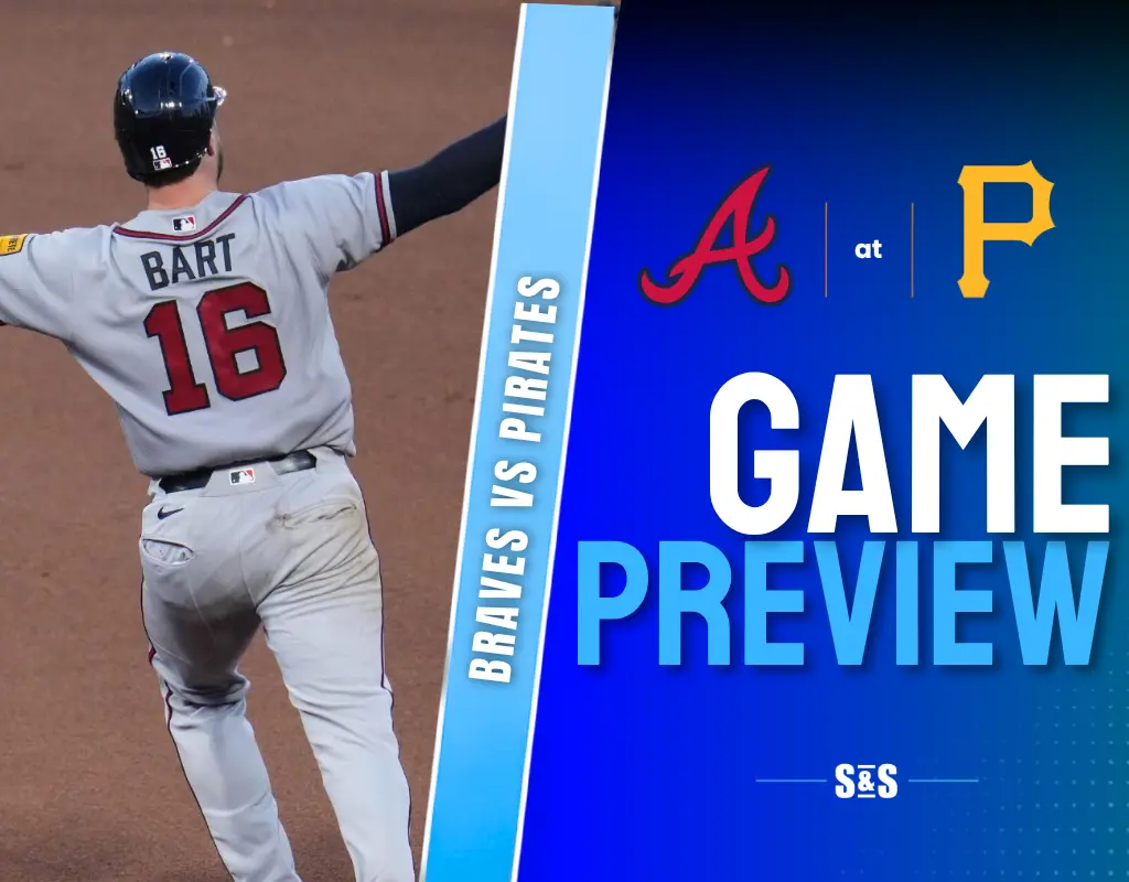 Braves vs Pirates game preview featuring a player wearing number 16.