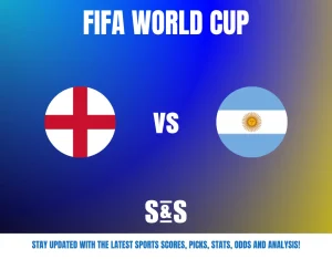 FIFA WORLD CUP with flags of England and Argentina, displaying "vs" in between.