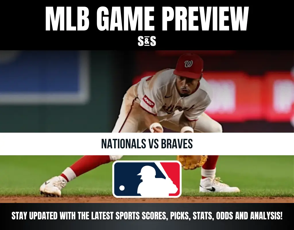MLB Game Preview: Nationals vs Braves, with a player fielding on the diamond.