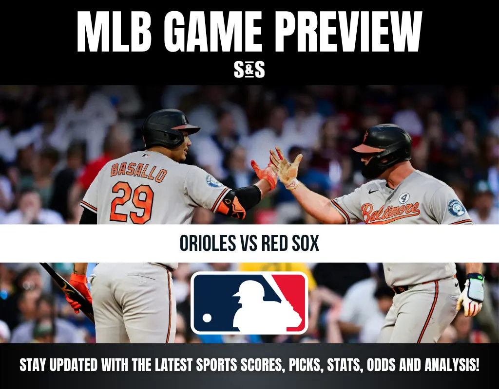 Two Baltimore Orioles players high-five during a game preview for MLB Orioles vs Red Sox matchup.