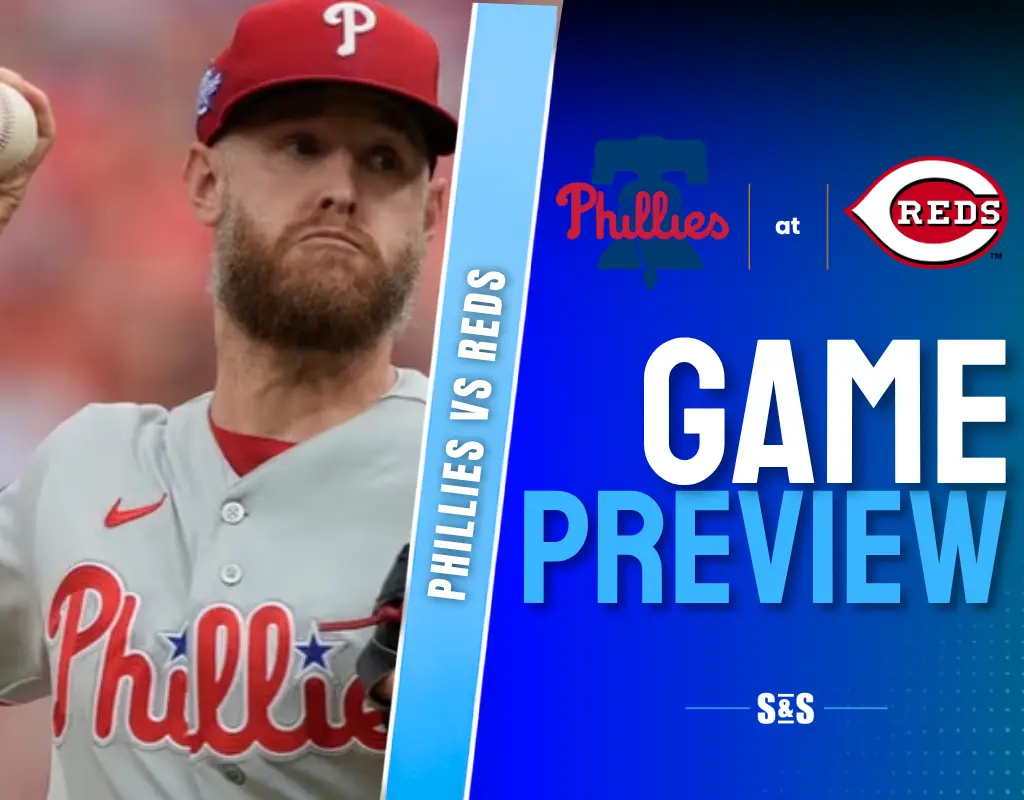 Phillies vs Reds game preview with a pitcher in action.