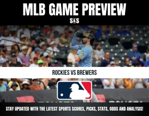 Baseball player in Brewers uniform celebrates during a Rockies vs Brewers MLB game with a crowded stadium in the background.