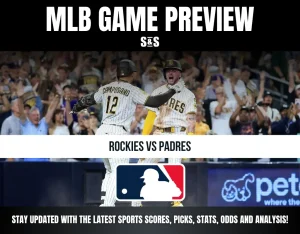 Two San Diego Padres players celebrate during a Rockies vs Padres MLB game with cheering crowd in the background.