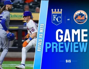 Royals vs Mets game preview graphic.