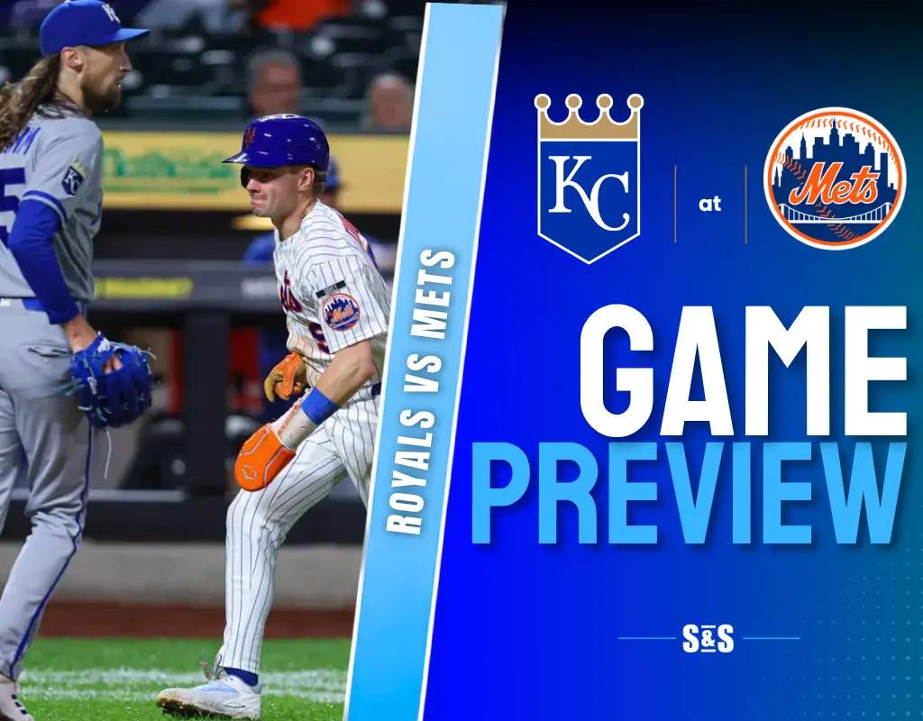 Royals vs Mets game preview graphic.