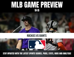 MLB Game Preview featuring a matchup between the Rockies and Giants, with a logo of Major League Baseball.