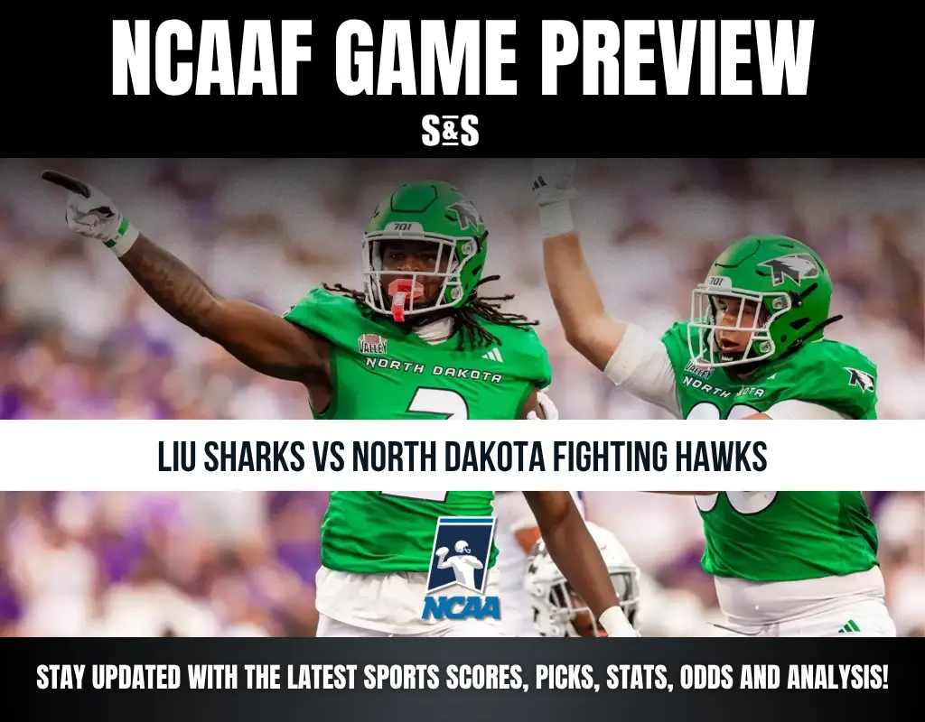 NCAAF GAME PREVIEW: LIU Sharks vs North Dakota Fighting Hawks. Stay updated with the latest sports scores, picks, stats, odds, and analysis.