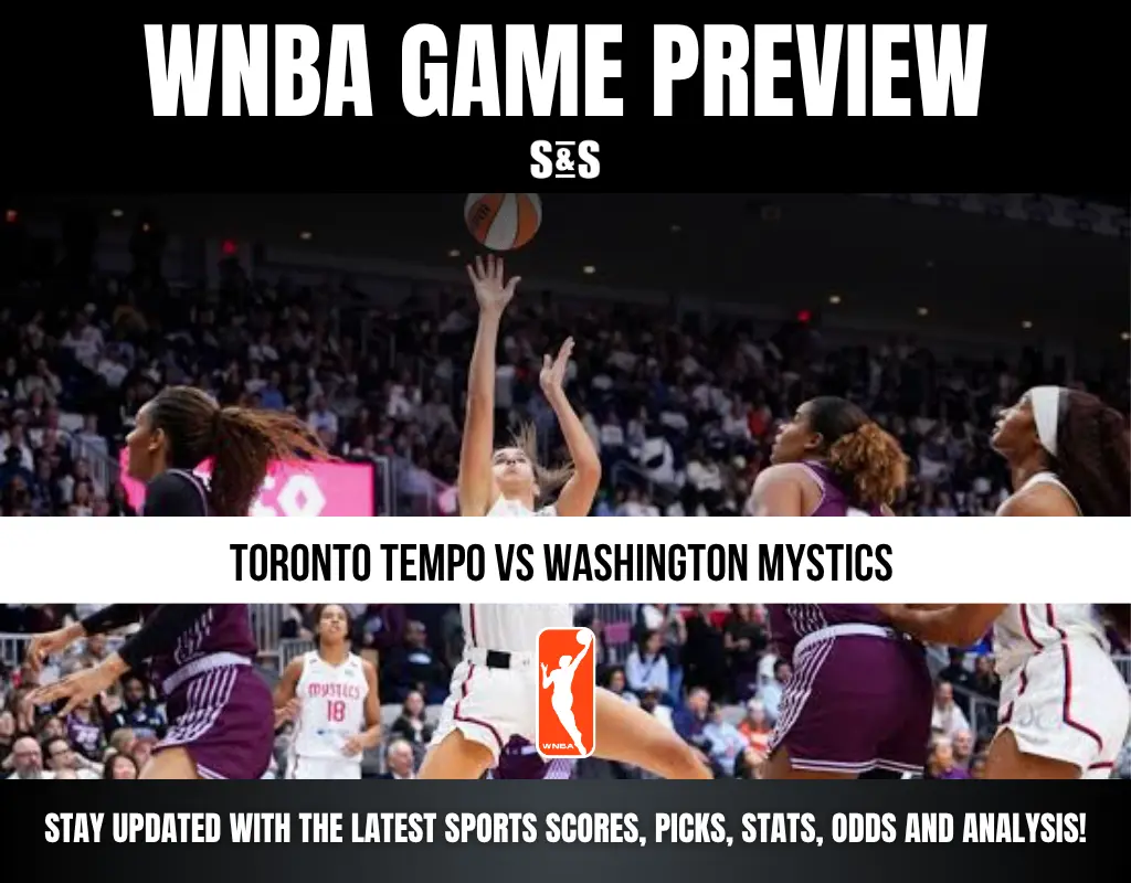 WNBA game preview: Toronto Tempo vs Washington Mystics with players in action and fans in the background, featuring scores, picks, and analysis.