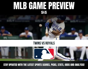MLB Game Preview for Twins vs Royals with a player from the Royals batting.