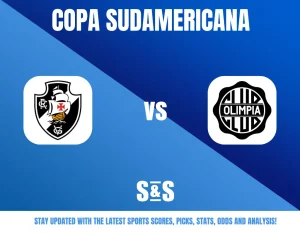 Copa Sudamericana - Team logos of Vasco da Gama and Olimpia with a blue background.