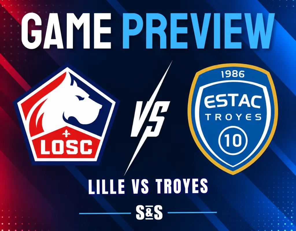 Game preview graphic for a match between LOSC Lille and ESTAC Troyes.