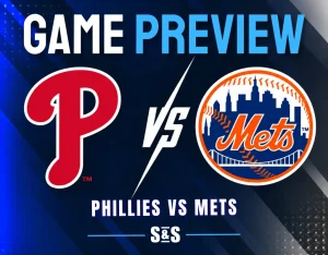 Game preview graphic for Phillies vs Mets.